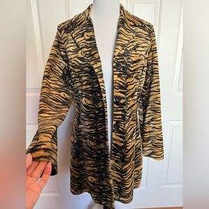 Scott Tiger Print Faux Fur Coat Y2K Mob Wife Glam Statement Jacket Women